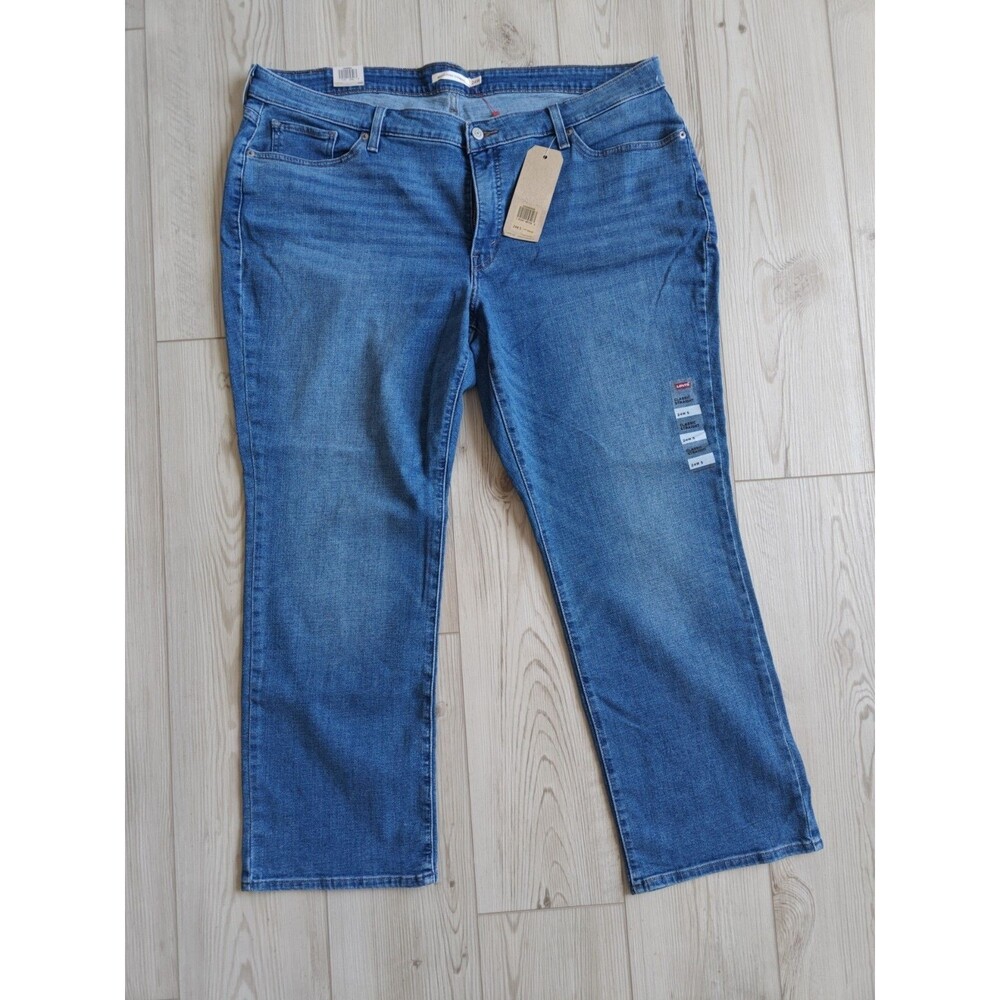 NWT Levi's Jeans Womens 24W Short Classic Straight Mid Rise Stretch Blue Denim